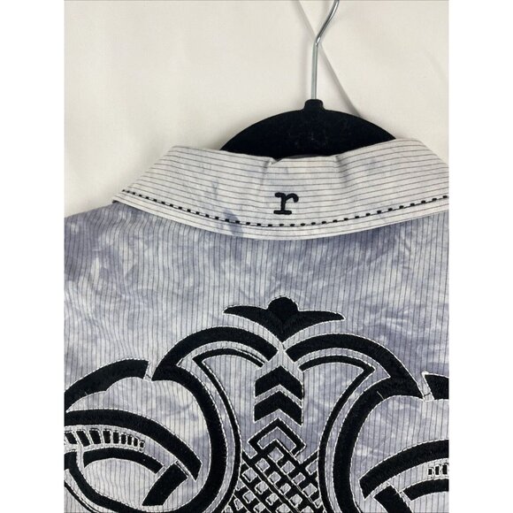 Roar Signature Button-Up Blue Shirt w/ Embroidered Slash Designs Mens Size XXL - Picture 9 of 13